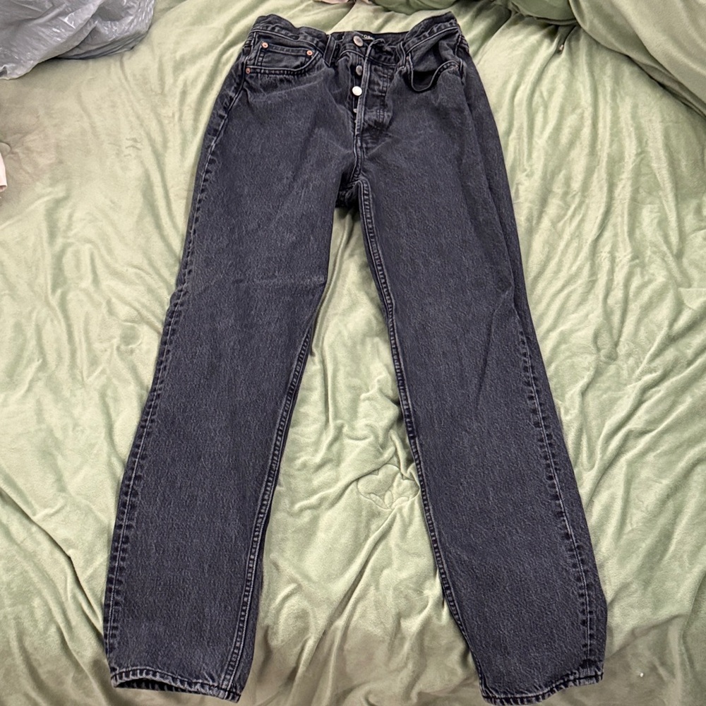 Denim Forum Women's Straight Leg Jeans in Washed Black